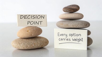 Stones stacked illustrating decision point and weighing options
