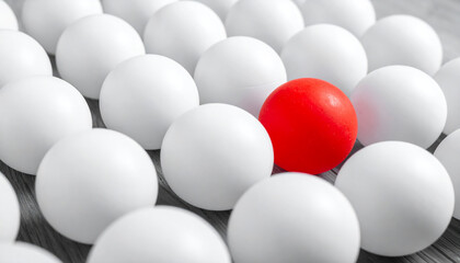 A red ball among the white balls