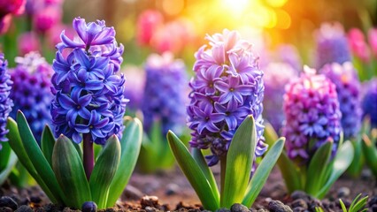 Fototapeta premium Hyacinth flowers blooming in a garden