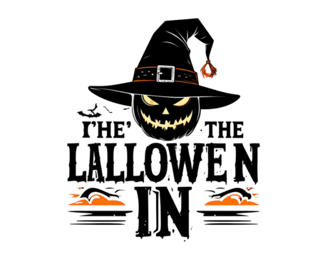 Spooky pumpkin scarecrow with black hat