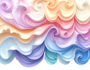 Dreamy, pastel swirl pattern flowing with delicate curves and fluid gradients on a black backdrop, light and airy feel