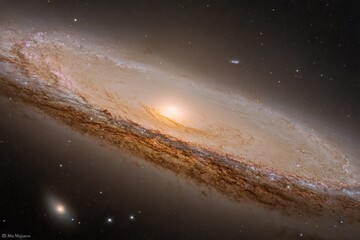 Andromeda Galaxy with dust lanes, halo, & satellite galaxies