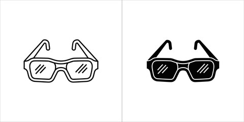Pair of 3d glasses, one outline and one filled