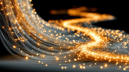 An AI network visualized as a glowing digital web, with interconnected nodes radiating vibrant light. The hyperrealistic scene symbolizes connectivity, intelligence, and the luminous flow of data in a