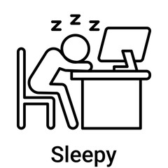 Sleepy Icon in Outline Color Style. Tired person working late. Drowsiness and fatigue symptom vector.