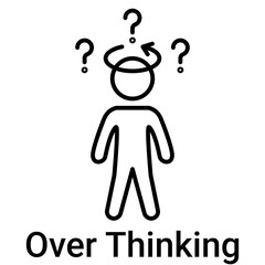 Overthinking Icon in Outline Color Style. Confusion, stress, and complicated thought process symbol. Rumination vector.