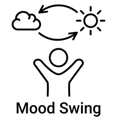 Mood Swing Icon in Outline Color Style. Unpredictable emotion, changing mind, and unstable mood symbol. Volatility concept.