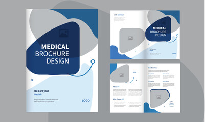 Brochure template for medical clinic hospital,  4 page creative layout medical healthcare brochure