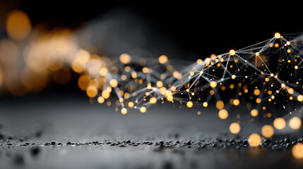 An AI network visualized as a glowing digital web, with interconnected nodes radiating vibrant light. The hyperrealistic scene symbolizes connectivity, intelligence, and the luminous flow of data in a