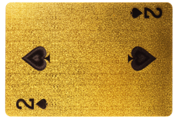 2 two spades card gambling color gold isolated on white background
