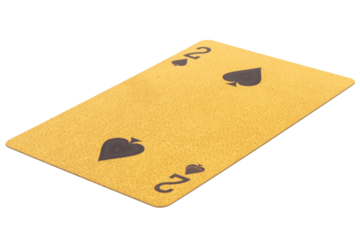 2 two spades card gambling color gold isolated on white background