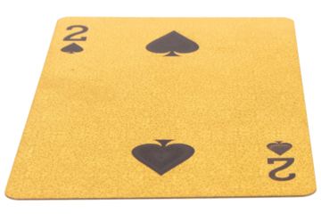 2 two spades card gambling color gold isolated on white background