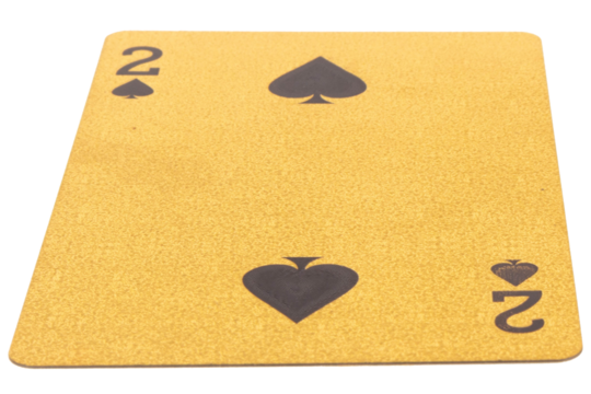 2 two spades card gambling color gold isolated on white background