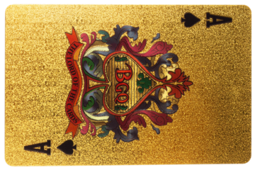 2 two spade card gambling color gold isolated on white background