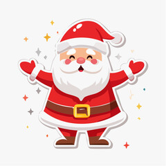 Cute Happy Santa Claus Christmas Sticker Illustration