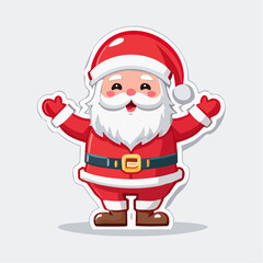 Cute Cartoon Santa Claus Sticker Waving for Christmas