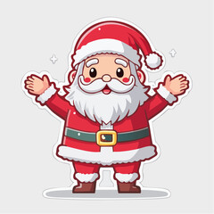 Cute Cartoon Santa Claus Sticker - Happy Christmas Holiday Character Illustration