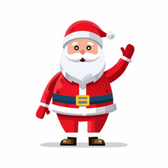 Happy Santa Claus Waving Flat Design Vector