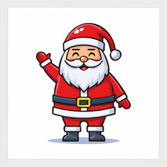 Happy Waving Santa Claus Cartoon Vector Illustration