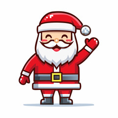 Happy Cartoon Santa Claus Waving Flat Design Vector