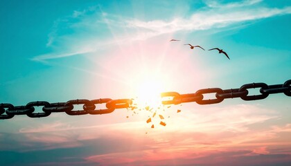 Symbolic image depicting freedom, breaking chains, and soaring above constraints