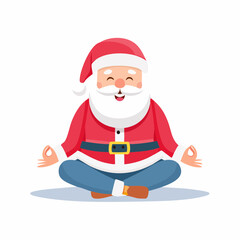 Cartoon Santa Claus Meditating in Yoga Lotus Pose