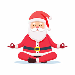 Cartoon Santa Claus Meditating in Yoga Pose