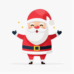 Happy Minimalist Santa Claus Flat Vector Illustration
