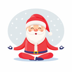 Happy Santa Claus Meditating in Yoga Pose for Christmas Peace