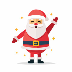 Minimalist Happy Santa Claus Waving Christmas Vector Icon