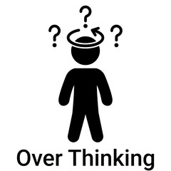 Over Thinking Icon in Solid Style. Confusion, stress, and complicated thought process symbol. Rumination.