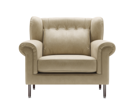 beige armchair isolated on white background.