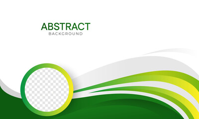 Green curve abstract background design with circle space for image. vector