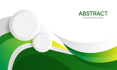 Green curve abstract background design with circle space for image. vector