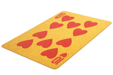 ten heart card gambling color gold isolated on white background