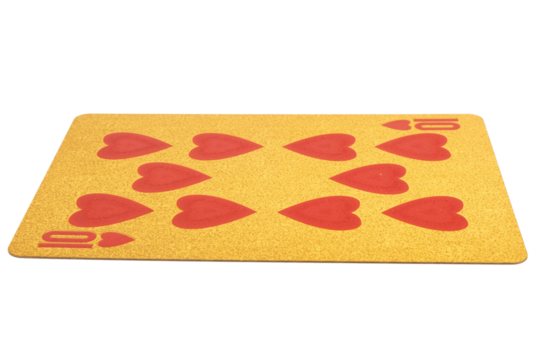 ten heart card gambling color gold isolated on white background