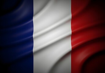 Fototapeta premium Elegant draped France flag waving gently in rich patriotic colors, perfect for travel brochures, historical documentaries, or cultural event promotions