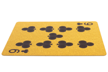 nine club card gambling color gold isolated on white background