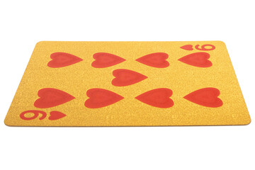 nine heart card gambling color gold isolated on white background