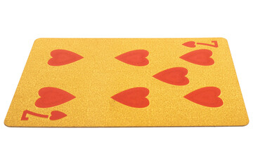 seven heart card gambling color gold isolated on white background