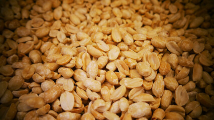 Close-up of many nice peeled peanuts