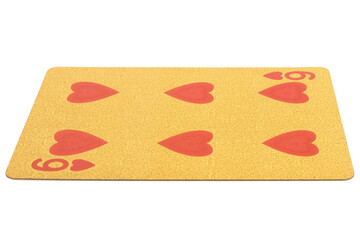 six hearts card gambling color gold isolated on white background