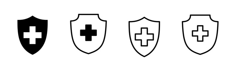 Health insurance icon set. Insurance health document icon