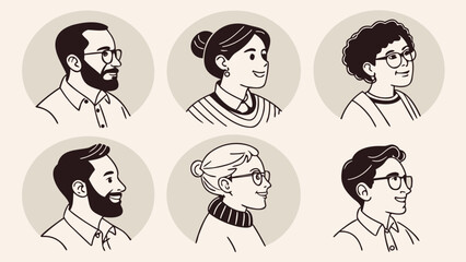 Set of modern design people avatar icons. Vector illustrations for social media, user profile, website and app design and development.