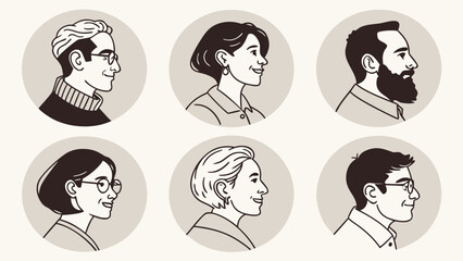 Set of modern design people avatar icons. Vector illustrations for social media, user profile, website and app design and development.