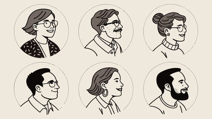 Set of modern design people avatar icons. Vector illustrations for social media, user profile, website and app design and development.