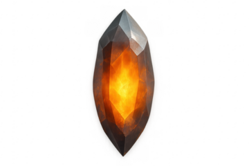 Fire element crystal glowing gemstone on transparent background