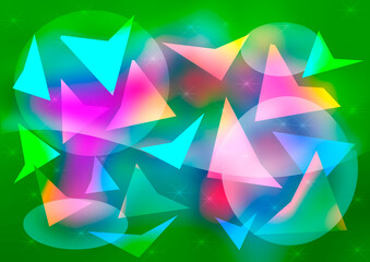 Color triangle picture work, modern color lines,
