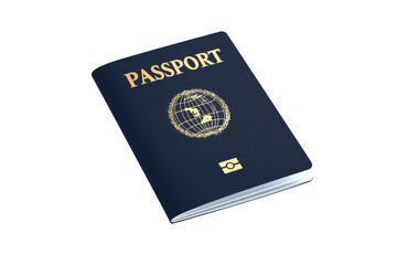 Naklejka premium Dark blue passport with gold emblem isolated on a transparent background
