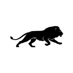 Running Lion Silhouette Vector, Wild Animal